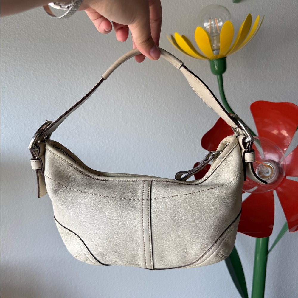 Y2k Coach Cream Leather Mini Boho Bag